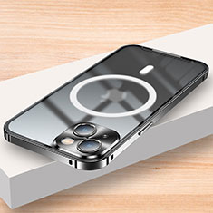 Apple iPhone 13用ケース 高級感 手触り良い メタル兼プラスチック バンパー Mag-Safe 磁気 Magnetic LK2 アップル ブラック