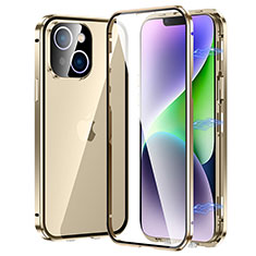 Apple iPhone 13用ケース 高級感 手触り良い アルミメタル 製の金属製 360度 フルカバーバンパー 鏡面 カバー LK2 アップル ゴールド
