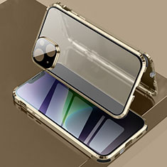 Apple iPhone 13用ケース 高級感 手触り良い アルミメタル 製の金属製 360度 フルカバーバンパー 鏡面 カバー LK3 アップル ゴールド