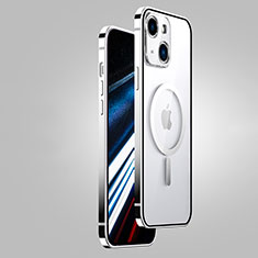 Apple iPhone 13用ケース 高級感 手触り良い メタル兼プラスチック バンパー Mag-Safe 磁気 Magnetic JB1 アップル シルバー