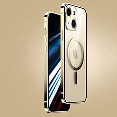 Apple iPhone 13用ケース 高級感 手触り良い メタル兼プラスチック バンパー Mag-Safe 磁気 Magnetic JB1 アップル ゴールド