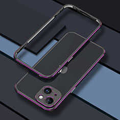 Apple iPhone 13用ケース 高級感 手触り良い アルミメタル 製の金属製 バンパー カバー JZ1 アップル パープル