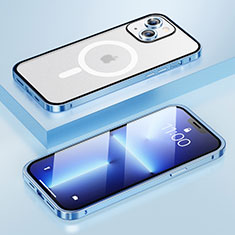 Apple iPhone 13用ケース 高級感 手触り良い メタル兼プラスチック バンパー Mag-Safe 磁気 Magnetic LF1 アップル ネイビー