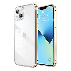 Apple iPhone 13用ケース 高級感 手触り良い メタル兼プラスチック バンパー LF5 アップル ゴールド