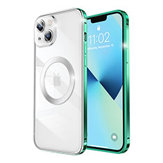 Apple iPhone 13用ケース 高級感 手触り良い メタル兼プラスチック バンパー Mag-Safe 磁気 Magnetic LF3 アップル パープル