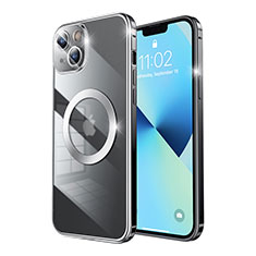 Apple iPhone 13用ケース 高級感 手触り良い メタル兼プラスチック バンパー Mag-Safe 磁気 Magnetic LF3 アップル ブラック