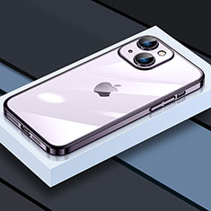 Apple iPhone 13用極薄ソフトケース シリコンケース 耐衝撃 全面保護 クリア透明 LD4 アップル パープル