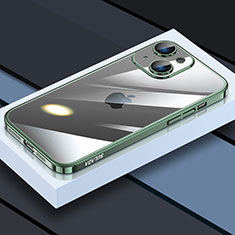 Apple iPhone 13用極薄ソフトケース シリコンケース 耐衝撃 全面保護 クリア透明 LD4 アップル グリーン