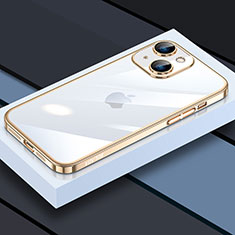 Apple iPhone 13用極薄ソフトケース シリコンケース 耐衝撃 全面保護 クリア透明 LD4 アップル ゴールド