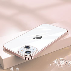 Apple iPhone 13用極薄ソフトケース シリコンケース 耐衝撃 全面保護 クリア透明 Bling-Bling LD2 アップル ローズゴールド