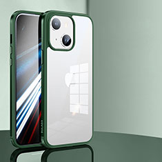 Apple iPhone 13用ハイブリットバンパーケース クリア透明 プラスチック カバー LD1 アップル グリーン