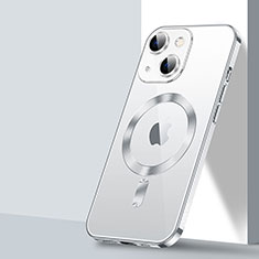 Apple iPhone 13用極薄ソフトケース シリコンケース 耐衝撃 全面保護 クリア透明 カバー Mag-Safe 磁気 Magnetic LD2 アップル シルバー
