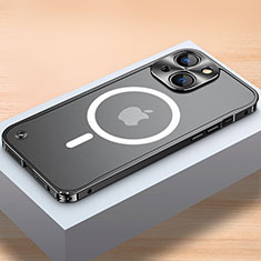 Apple iPhone 13用ケース 高級感 手触り良い メタル兼プラスチック バンパー Mag-Safe 磁気 Magnetic QC1 アップル ブラック