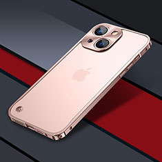 Apple iPhone 13用ケース 高級感 手触り良い メタル兼プラスチック バンパー QC1 アップル ローズゴールド