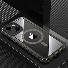 Apple iPhone 13用ケース 高級感 手触り良い アルミメタル 製の金属製 兼シリコン カバー Mag-Safe 磁気 Magnetic QC1 アップル ブラック
