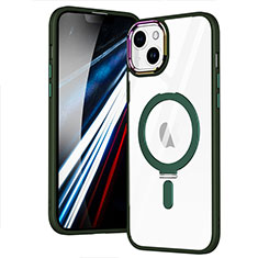 Apple iPhone 13用極薄ソフトケース シリコンケース 耐衝撃 全面保護 クリア透明 カバー Mag-Safe 磁気 Magnetic SD1 アップル グリーン