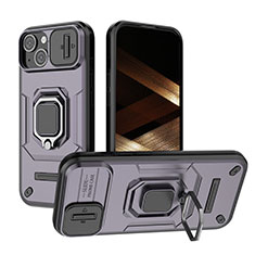 Apple iPhone 13用ハイブリットバンパーケース プラスチック アンド指輪 マグネット式 KC3 アップル パープル