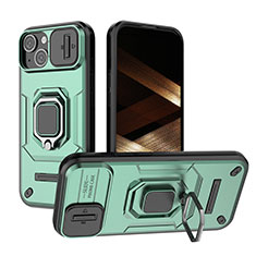 Apple iPhone 13用ハイブリットバンパーケース プラスチック アンド指輪 マグネット式 KC3 アップル グリーン