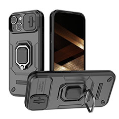 Apple iPhone 13用ハイブリットバンパーケース プラスチック アンド指輪 マグネット式 KC3 アップル ブラック