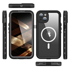 Apple iPhone 13用完全防水ケース ハイブリットバンパーカバー 高級感 手触り良い 360度 Mag-Safe 磁気 Magnetic HJ1 アップル ブラック