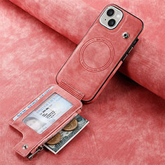 Apple iPhone 13用シリコンケース ソフトタッチラバー レザー柄 カバー SD9 アップル ピンク