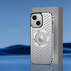 Apple iPhone 13用ケース 高級感 手触り良い アルミメタル 製の金属製 兼シリコン カバー Mag-Safe 磁気 Magnetic AC1 アップル シルバー