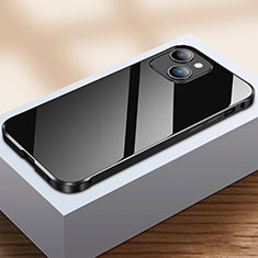 Apple iPhone 13 Mini用ケース 高級感 手触り良い アルミメタル 製の金属製 360度 フルカバーバンパー 鏡面 カバー M07 アップル ブラック