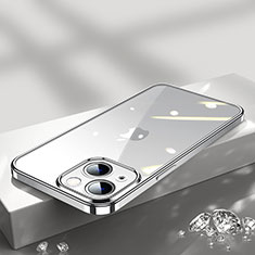 Apple iPhone 13 Mini用極薄ソフトケース シリコンケース 耐衝撃 全面保護 クリア透明 H02 アップル シルバー