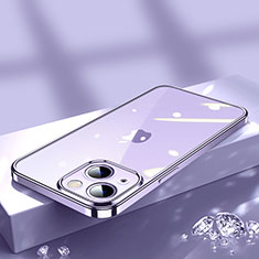 Apple iPhone 13 Mini用極薄ソフトケース シリコンケース 耐衝撃 全面保護 クリア透明 H02 アップル パープル