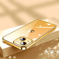 Apple iPhone 13 Mini用極薄ソフトケース シリコンケース 耐衝撃 全面保護 クリア透明 H02 アップル ゴールド
