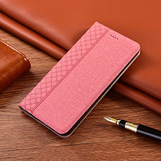 Apple iPhone 13 Mini用手帳型 布 スタンド H02 アップル ピンク