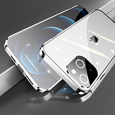Apple iPhone 13 Mini用ケース 高級感 手触り良い アルミメタル 製の金属製 360度 フルカバーバンパー 鏡面 カバー M05 アップル シルバー