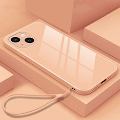 Apple iPhone 13 Mini用ハイブリットバンパーケース プラスチック 鏡面 カバー M03 アップル ピンク