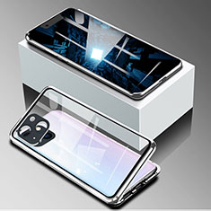 Apple iPhone 13 Mini用ケース 高級感 手触り良い アルミメタル 製の金属製 360度 フルカバーバンパー 鏡面 カバー M09 アップル シルバー