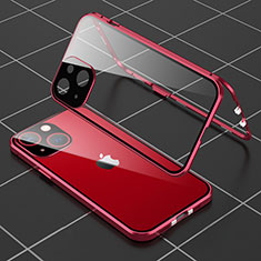 Apple iPhone 13 Mini用ケース 高級感 手触り良い アルミメタル 製の金属製 360度 フルカバーバンパー 鏡面 カバー M04 アップル レッド