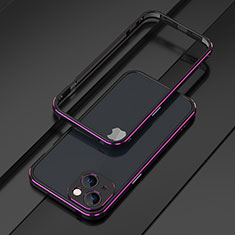 Apple iPhone 13 Mini用ケース 高級感 手触り良い アルミメタル 製の金属製 バンパー カバー A01 アップル パープル