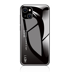 Apple iPhone 13 Mini用ハイブリットバンパーケース プラスチック 鏡面 虹 グラデーション 勾配色 カバー アップル ブラック