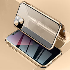 Apple iPhone 13 Mini用ケース 高級感 手触り良い アルミメタル 製の金属製 360度 フルカバーバンパー 鏡面 カバー アップル ゴールド