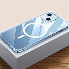Apple iPhone 13 Mini用ケース 高級感 手触り良い メタル兼プラスチック バンパー Mag-Safe 磁気 Magnetic QC4 アップル ネイビー