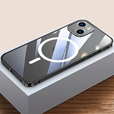 Apple iPhone 13 Mini用ケース 高級感 手触り良い メタル兼プラスチック バンパー Mag-Safe 磁気 Magnetic QC4 アップル ブラック