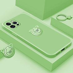 Apple iPhone 13 Pro用極薄ソフトケース シリコンケース 耐衝撃 全面保護 アンド指輪 マグネット式 バンパー A07 アップル グリーン