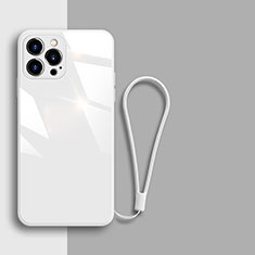 Apple iPhone 13 Pro用ハイブリットバンパーケース プラスチック 鏡面 カバー M08 アップル ホワイト