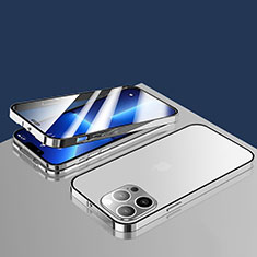 Apple iPhone 13 Pro用ケース 高級感 手触り良い アルミメタル 製の金属製 360度 フルカバーバンパー 鏡面 カバー M10 アップル シルバー