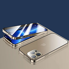 Apple iPhone 13 Pro用ケース 高級感 手触り良い アルミメタル 製の金属製 360度 フルカバーバンパー 鏡面 カバー M10 アップル ゴールド