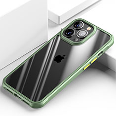 Apple iPhone 13 Pro用ハイブリットバンパーケース クリア透明 プラスチック 鏡面 カバー M03 アップル グリーン