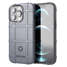Apple iPhone 13 Pro用360度 フルカバー極薄ソフトケース シリコンケース 耐衝撃 全面保護 バンパー G05 アップル グレー