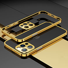Apple iPhone 13 Pro用ケース 高級感 手触り良い アルミメタル 製の金属製 バンパー カバー A03 アップル ゴールド