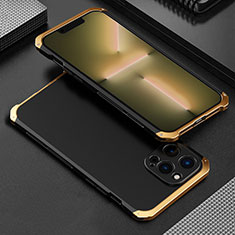 Apple iPhone 13 Pro用360度 フルカバー ケース 高級感 手触り良い アルミメタル 製の金属製 アップル ゴールド・ブラック