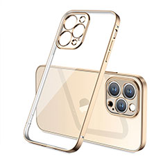 Apple iPhone 13 Pro用極薄ソフトケース シリコンケース 耐衝撃 全面保護 クリア透明 H05 アップル ゴールド