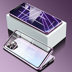 Apple iPhone 13 Pro用ケース 高級感 手触り良い アルミメタル 製の金属製 360度 フルカバーバンパー 鏡面 カバー アップル パープル